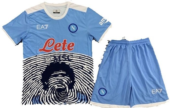 Kit infantil Napoli 2021 2022 EA7 oficial Maradona Azul